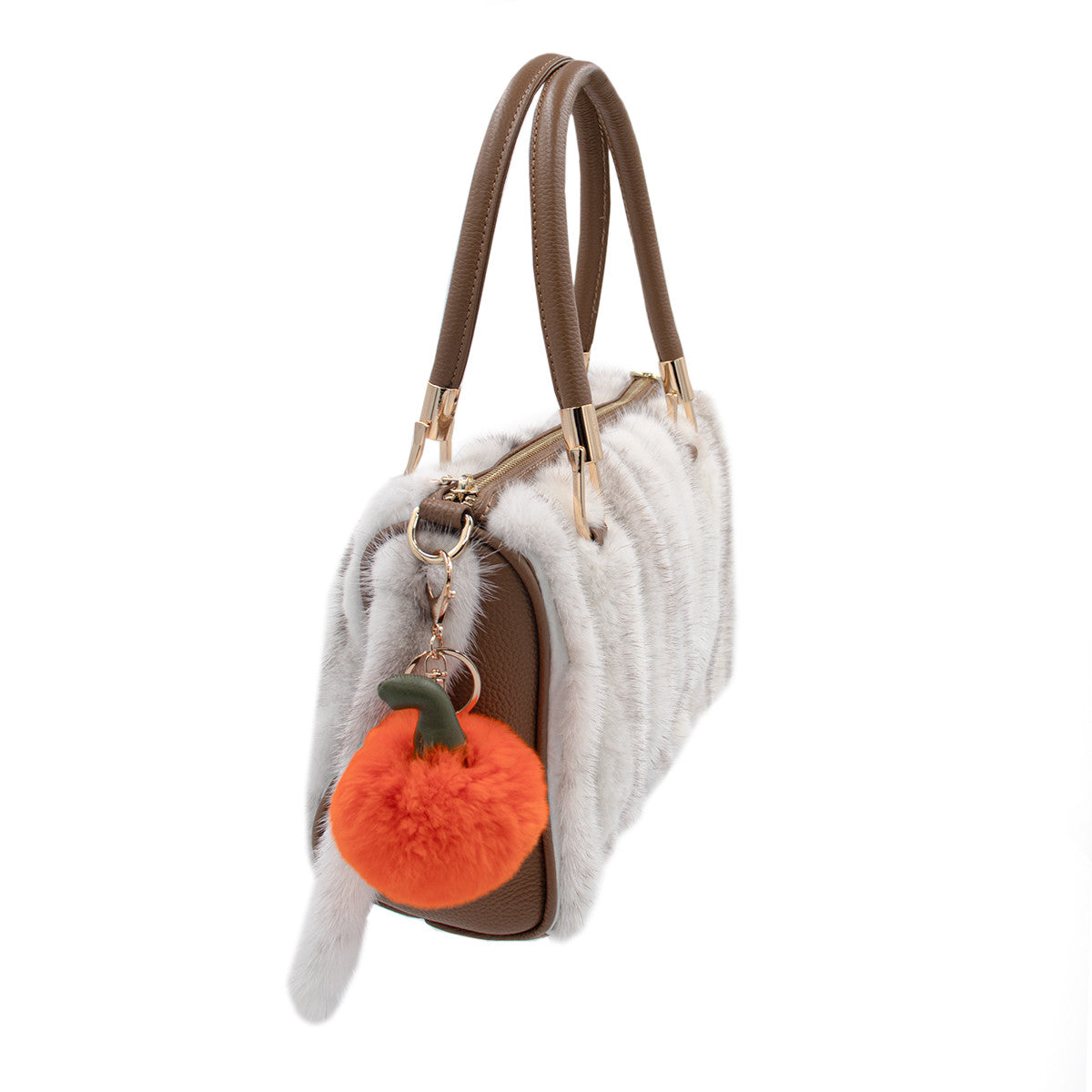 Rex Rabbit Fur Pumpkin Keychain
